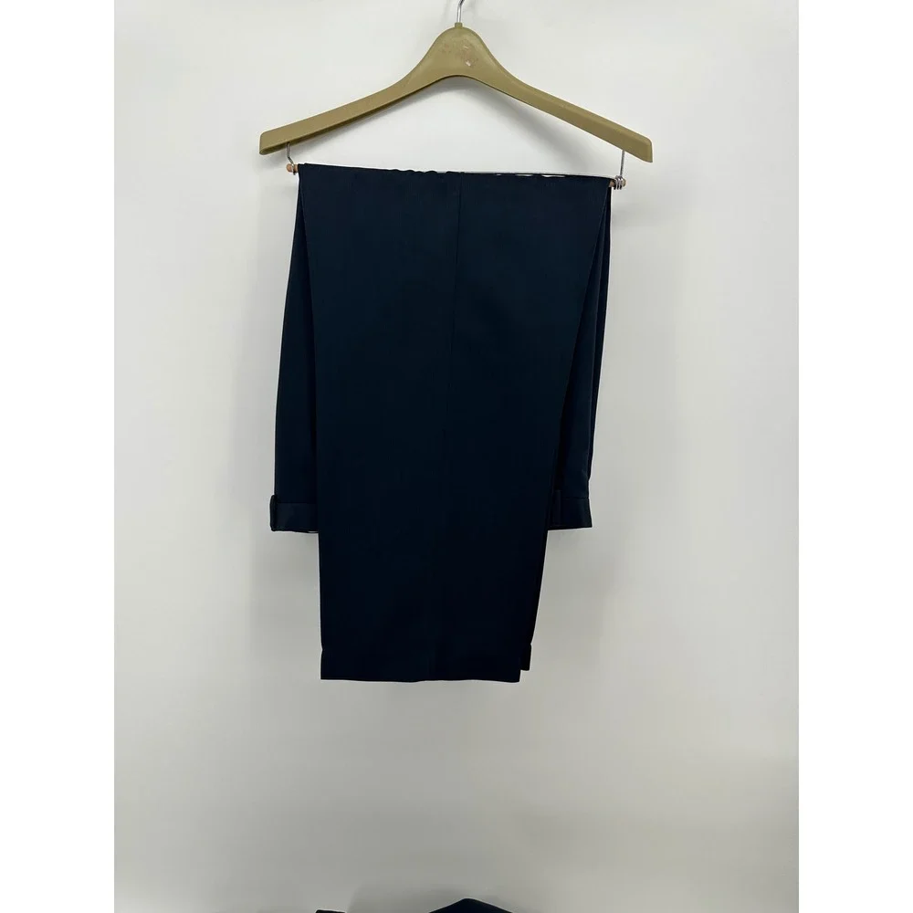 Vanetti Mens Navy Blue 4 Button Pleated Cuffed 2 Piece Suit 46L 40L